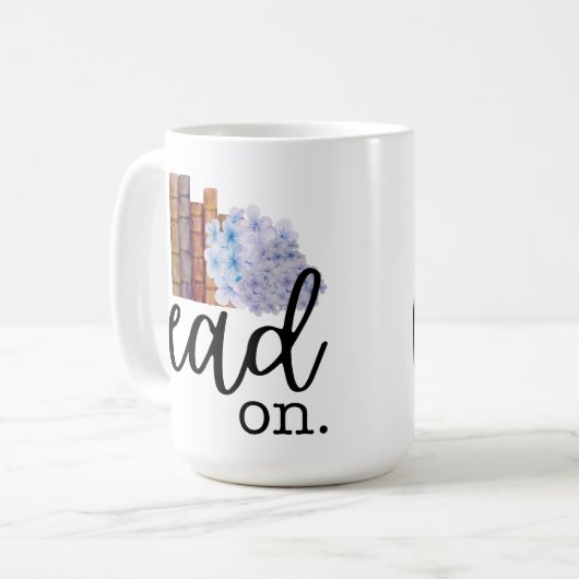 Lees verder (met Hydrangeas) Koffiemok (Voorkant links)