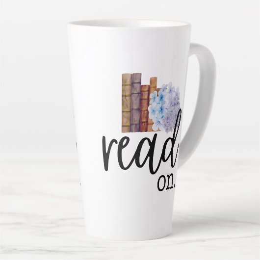 Lees verder (met Hydrangeas) Latte Mok (Rechterhoek)