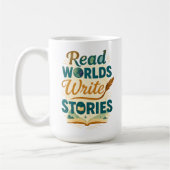 Lees werelden Schrijf verhalen Mok (Links)