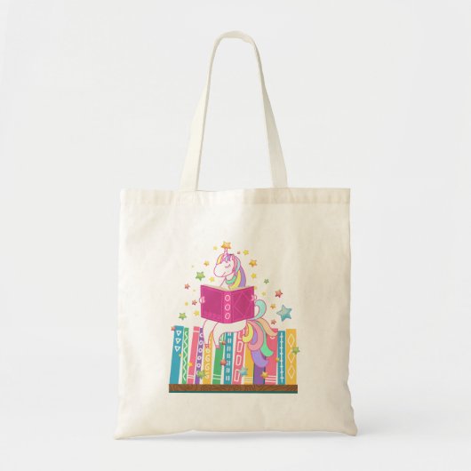 Leesbibliotheek Unicorn lezen Boeken Lover Reader Tote Bag (Voorkant)