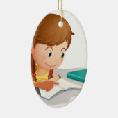 leesboek voor meisje keramisch ornament (Rechts)