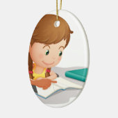 leesboek voor meisje keramisch ornament (Links)