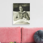 Leesboek vrouw canvas afdruk (Insitu (Woonkamer))