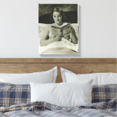 Leesboek vrouw canvas afdruk (Insitu (Slaapkamer))