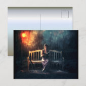 Leesboek vrouw in regen briefkaart (Voorkant / Achterkant)