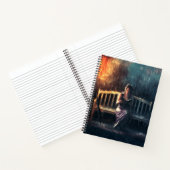 Leesboek vrouw in regen notitieboek (Binnen)