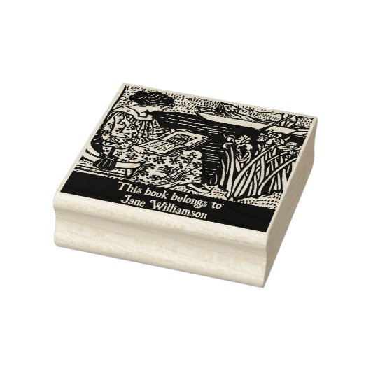 Leesboek vrouw rubberstempel (Stempel)