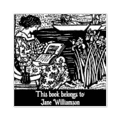 Leesboek vrouw rubberstempel (Afrduk)