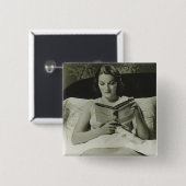 Leesboek vrouw vierkante button 5,1 cm (Voorkant /achterkant)