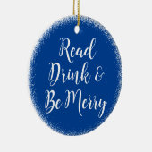 Leesboekenclub: Merry Holiday Blue Keramisch Ornament (Rechts)