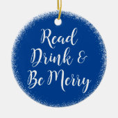 Leesboekenclub: Merry Holiday Blue Keramisch Ornament (Voorkant)