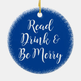 Leesboekenclub: Merry Holiday Blue Keramisch Ornament