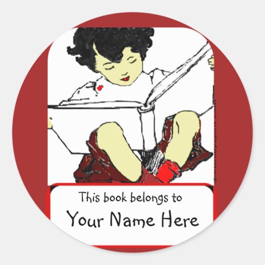 leesboekplaat voor kinderen ronde sticker (Voorkant)