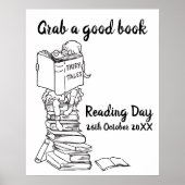 Leesdag lezen op schoolboeken poster (Voorkant)