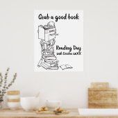 Leesdag lezen op schoolboeken poster (Keuken)
