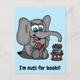 Leesend Elephant: Ik ben Nuts for Books Briefkaart