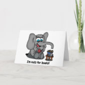 Leesend Elephant: Ik ben Nuts for Books Kaart (Voorkant)