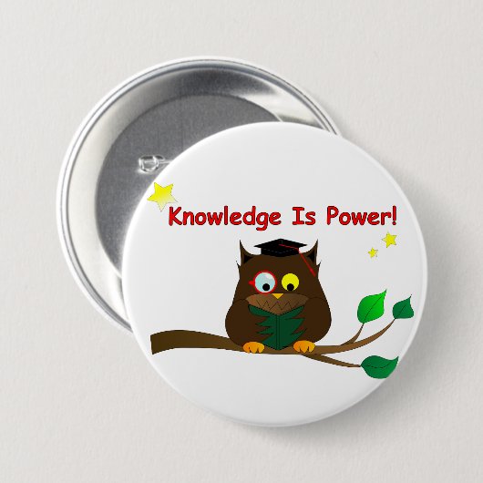 Leesend Wise Owl Ronde Button 7,6 Cm (Voorkant /achterkant)