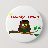 Leesend Wise Owl Ronde Button 7,6 Cm (Voorkant)