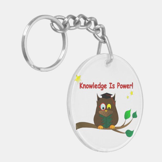 Leesend Wise Owl Sleutelhanger (Voorkant Links)