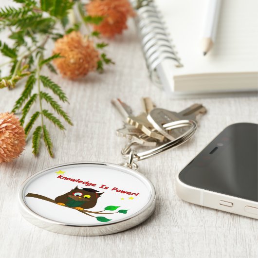 Leesend Wise Owl Sleutelhanger (Zijkant)