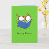 Leesende bril - Eyeglasses & Book Wenskaart Kaart (Gele Bloem)