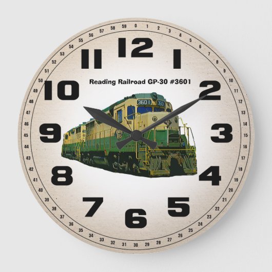 Leesende Railroad GP-30 #3601 Wall Clock Grote Klok (Voorkant)