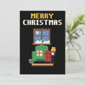 Leeshoek Pixel Art Kerstkaart (Staand voorkant)