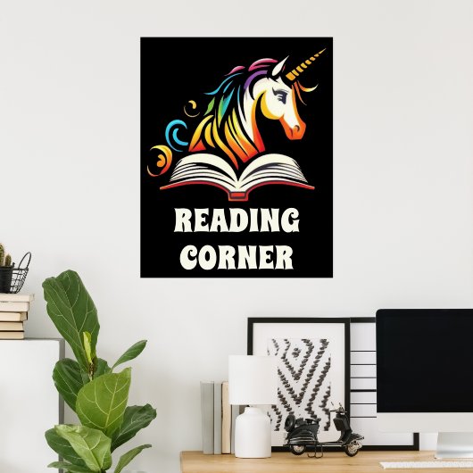 Leeshoek Rainbow Unicorn-Poster Poster (Thuiskantoor)