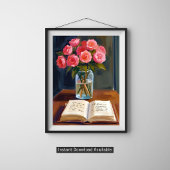 Leeshoek Roze Roos Bloemstuk Waterverf Poster