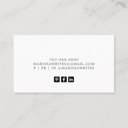 Leeshoek voor Waterverf van schrijfmachine Visitekaartje (Achterkant)