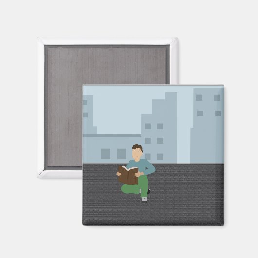 Leesjongen - magneet (Voorkant / Achterkant)