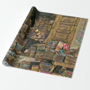 Leeslappen geven librariaanse ladder cadeaupapier