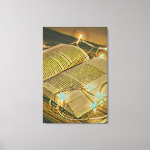 Leeslappen geven librariaanse ladder canvas afdruk