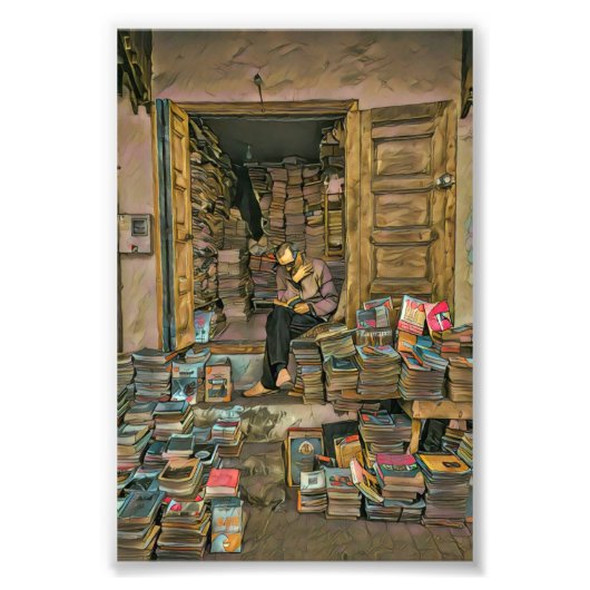 Leeslappen geven librariaanse ladder foto afdruk (Voorkant)