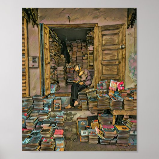 Leeslappen geven librariaanse ladder poster (Voorkant)