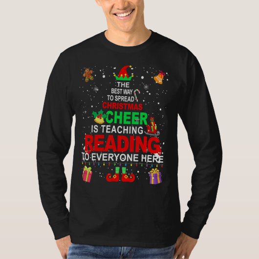 Leesleraar kerstmis Shirt Elf Kerstmis (Voorkant)