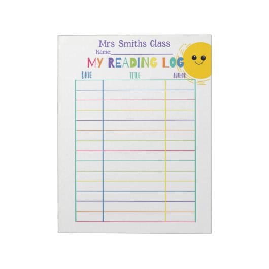 Leeslogboek voor kinderen Sunshine lees tracker Notitieblok (Linkerzijde)
