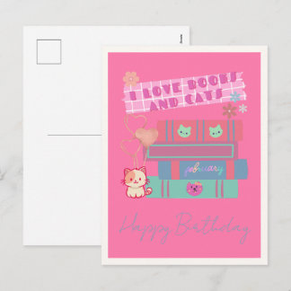 Leesmeisje Era - Pastel Esthetiek - Afdrukbaar Feestdagenkaart
