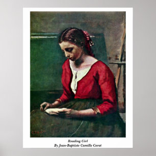 Leesmeisje van Jean-Baptiste Camille Corot Poster