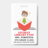 Leesschool Library Hall Pass Badge (Achterkant)