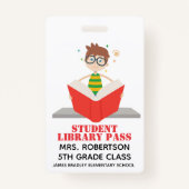 Leesschool Library Hall Pass Badge (Achterkant)