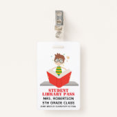 Leesschool Library Hall Pass Badge (Voorkant met clip)