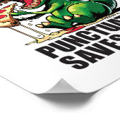 Leestekens redden levens T-rex Pizza Zwarte tekst Poster (Hoek)