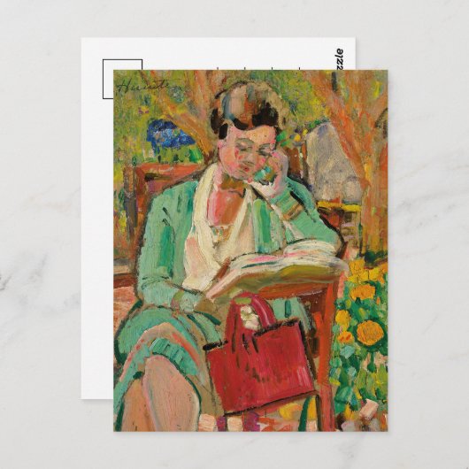 leesvrouw | George Leslie Hunter Briefkaart (Voorkant / Achterkant)