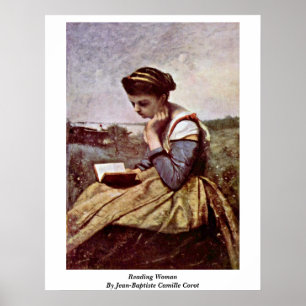 Leesvrouw van Jean-Baptiste Camille Corot Poster