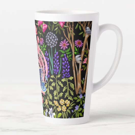 leeszaal tuin | Wit Latte Mok (Rechts)