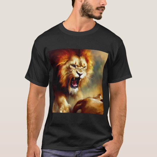 Leeuw (10) Wilde kat T-shirt (Voorkant)