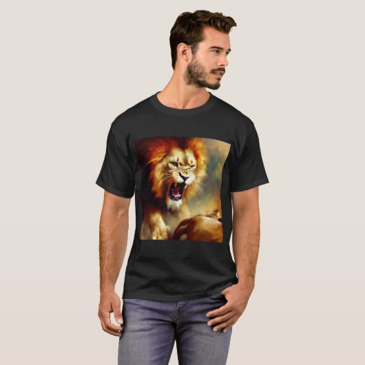 Leeuw (10) Wilde kat T-shirt (Voorkant volledig)