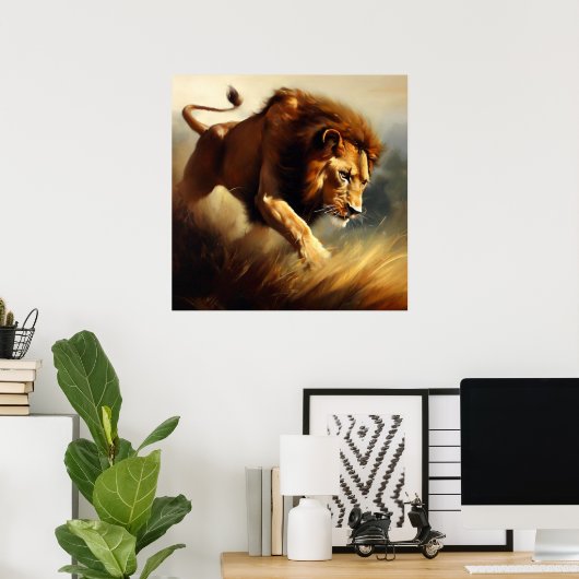 Leeuw (12) Wilde kat Poster (Thuiskantoor)